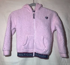 Tommy Hilfiger Girl's SZ 6X Pink Hoodie Full Zipper Logo Jacket Q36 - Picture 1 of 5