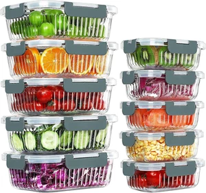 10 paquetes de recipientes de vidrio para preparar comidas con tapa - Picture 1 of 12
