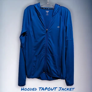 Zip Up TAPOUT Logo Hooded Track Jacket Zipper Sleeve Pocket Workout Men's Large - Picture 1 of 8