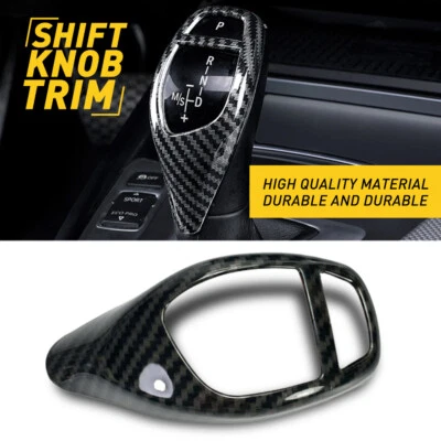 Carbon Fiber Gear Shift Knob Cover Trim ABS For BMW 1 2 3 4 5 6 Series X3 X5 X4 - Image 1 of 4