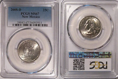 2008 D New Mexico State Quarter 25c PCGS MS67 - Image 1 of 2