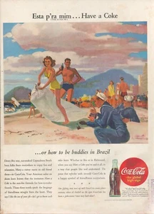 1945 Coca Cola Soda Esta p'ra mim Have a Coke Buddies Brazil Sailor WW2 Print Ad - Picture 1 of 1