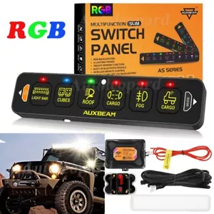 RGB AUXBEAM 6 Gang Switch Panel AS-R60 Slim Car Boat Lights Control Box 12V/24V - Bild 1 von 12