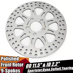 Polished 11.5" Front Brake Rotor for Harley Softail FXST FXSTC FXSTD FXSTB FLSTC - Foto 1 di 10