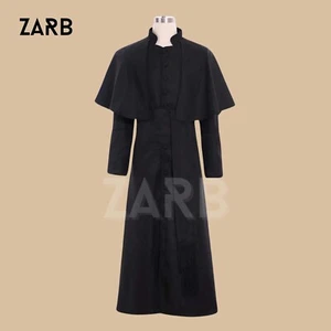 Sotana de sacerdote católico negro túnica de clero obispo seminario vestimenta ajuste personalizado - Imagen 1 de 6
