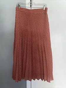 Max Studio Women’s Red Pleated Elastic Waist Pull-On Midi Skirt Size Medium - Picture 1 of 8