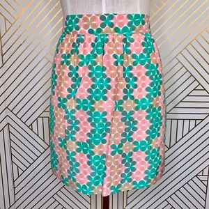 Elizabeth McKay Silk Geometric Hipster A-line Mini Skirt Pastel Print Size 6 - Picture 1 of 8