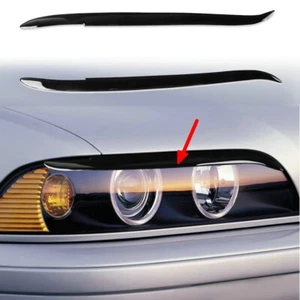 2x Piano Black Car Headlight Eyebrow Molding Trim For BMW 5Series E39 1995-2003 - Picture 1 of 8