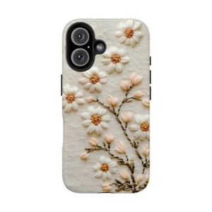 Cute White Daisy Flowers Embroidery Print Tough Smart Phone Case iPhone Case - Picture 1 of 99