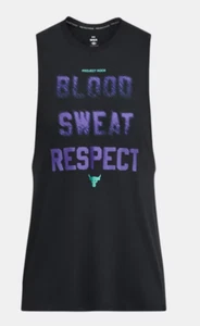 Under Armour Project Rock Men's X-Large Black Tank Blood Sweat Respect NWT - Picture 1 of 7