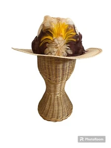 Bailey U-Rollit Womens Vintage Straw Western Hat Size 6 3/4 Feathers - Picture 1 of 9