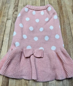 Hundepullover Kleid pfirsichfarben mit Tupfen - Bild 1 von 3
