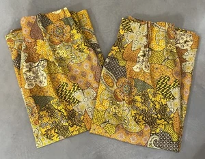 Vintage 70’s Pinch Pleated Drapes Curtains 2 Panels Lined Floral Paisley 36"x45" - Picture 1 of 5
