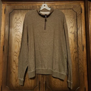 Cermieux 1/4" Zip Men's Size Medium Tan Pullover With Elbow Patch - Picture 1 of 5
