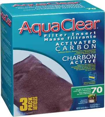 AQUA-CLEAR Aquaclear 70 Activated Carbon Inserts, Aquarium Filter Replacement Media, 3-Pack