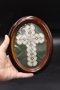Artisanal Cross Embroidery Cotton Thread Lace Frame, 1960s Bobbin Work - Picture 1 of 6