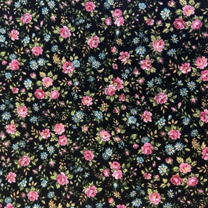 Floral Calico Baumwollstoff schwarz blau rosa Rosen 2 Yds "The Kesslers" Concord - Bild 1 von 5