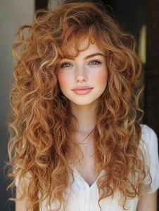 100% Human Hair Ombre Ginger Curly Wigs with Blonde Lace Front Wigs for Women - Picture 1 of 3