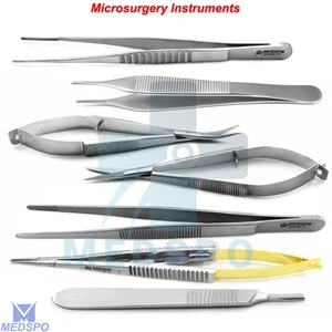 Mikrochirurgie Castroviejo Nadelhalter Schere Pinzette Skalpell BP Griff Werkzeuge - Bild 1 von 8