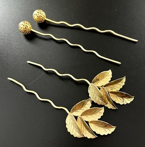 Vintage Lot of 4 Hair Pins Bridal Formalwear for UP Do GoldPlated #462 - Picture 1 of 5