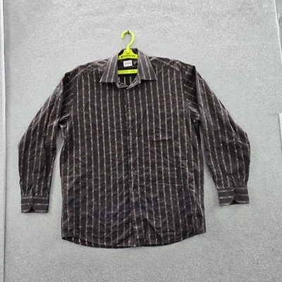 Camisa con botones St. Croix para hombre L marrón a rayas manga larga hecha en Italia Foto 1 de 4