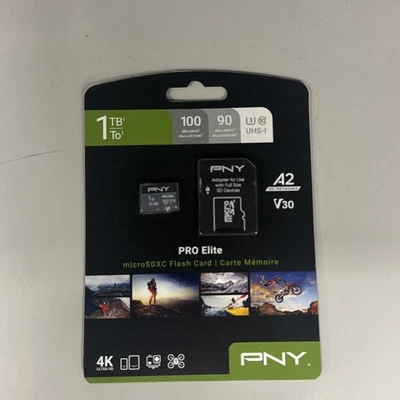PNY Technologies 4K Pro Elite V30 Micro SDXC 1TB Flash Card - NEW - Image 1 of 2