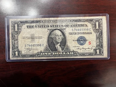 1935-A $1 CERTIFICADO DE PRATA DE UM DÓLAR “EXPERIMENTAL S” MUITO RARO - Imagem 1 de 2