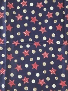 Fabric Traditions Button Stars On Navy Cotton Fabric Vintage 2040 Patchwork 1 Yd - Picture 1 of 5