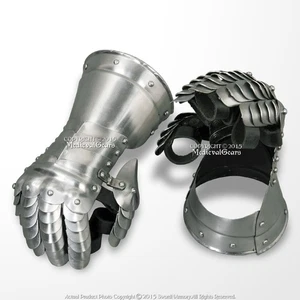 Mittelalter Schlagmanschette Stulpen Metall Handschuh Platte Rüstung 20G Stahl Typ A LARP - Bild 1 von 6