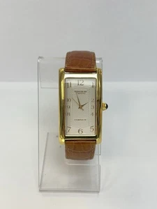 Vintage Gruen Curvex Uhr Herren 25mm goldfarbenes Lederband neue Batterie - Bild 1 von 8