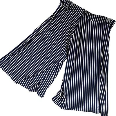 Pantalones Palazzo Robert Louis Náuticos Rayas XL Cintura Alta Pierna Ancha Costero Boho Foto 1 de 4