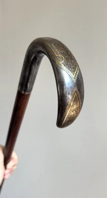 Bastón antiguo Toledo dorado Damasco mango de ladrón Foto 1 de 4