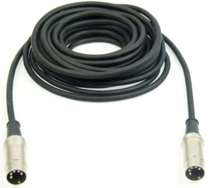 Adam Hall 6m MIDI DIN Video Cable with Metal Male 5"" Pin Pin Black - Picture 1 of 4