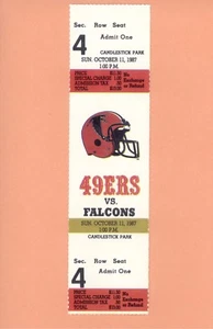 Jerry Rice #37 & #38 TD reception 1987 ticket San Francisco 49ers vs ATL Falcons - Picture 1 of 2