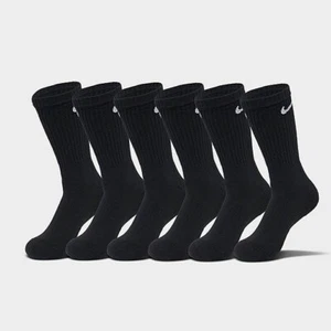 Nike Everyday Cushion Crew Adult Training Socks - Black/White Size L Pack of 6 - Picture 1 of 5