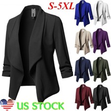 Women Slim Casual Blazer Jacket Top Outwear Long Sleeve Career Formal Short Coat