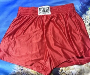 EVERLAST SATIN BOXING SHORTs ELASTIC WAIST Size L Red Shiny - Picture 1 of 7