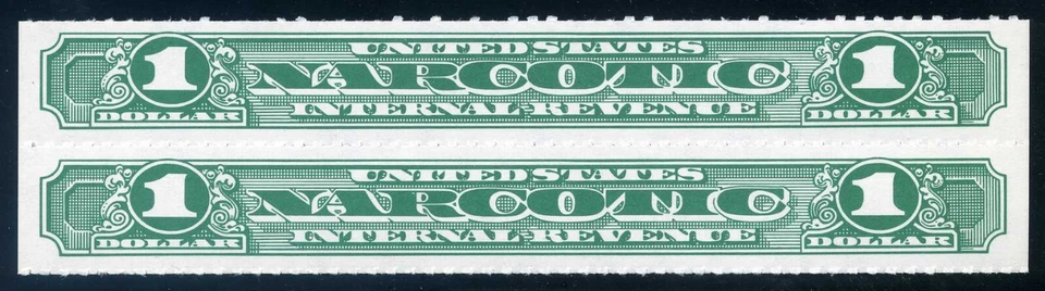 RJA102b Pair, $1 Narcotic Tax Stamp, MNH, VF, Scott $75 - Image 1 of 1