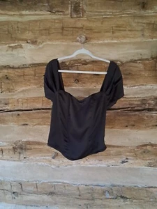 Taideux London Women's Fuller Bust Off Shoulder Corset Top Satin Black Size 2XL - Picture 1 of 9