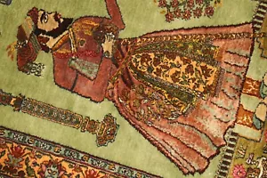 Pictorial Indian Silk Rug Size 2'3''x3'7'' - Picture 1 of 7