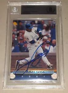SAMMY SOSA CHICAGO CUBS SIGNED HANDSIGNIERT 2001 TOPPS STADIUM CLUB KARTE PLATTE - Bild 1 von 3