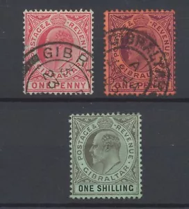 Gibraltar Stamps 1904-1906 KEVII Issue T8; SG57;67;71 CV £27.25 - Picture 1 of 4