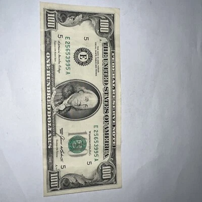 USA $100 banknote 1985 Richmond Virginia Circulated Cutting Error Nice Condition - Image 1 of 4