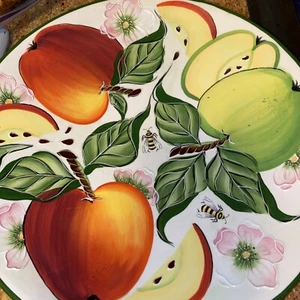 J McCall Blue Sky Apple blossom, Apples, And Bees Plate 2004 11.5 inches - Picture 1 of 11