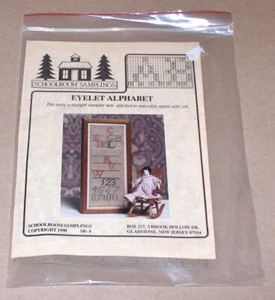 Schoolroom Samplings "Eyelet Alphabet" Schoolgirl Sampler Kit w/ Linen & Silk - Picture 1 of 2
