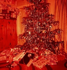 Diapositiva fotográfica vintage 1960 árbol de Navidad - Imagen 1 de 2