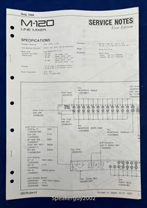 Original Roland Line Mixer Service Notes - Manual / M-120 - Picture 1 of 1