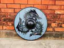 Fenrir Grey Wolf Authentic Battle worn Viking Shield | Medieval Wooden Shield |