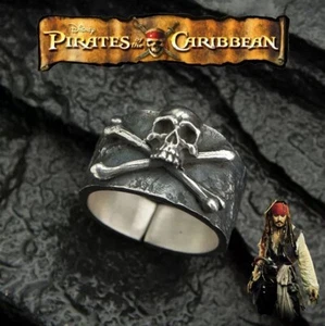 Jack Sparrow, The Pirates Of The Caribbean, Adjustable Size, Antique Silver Ring - Picture 1 of 6