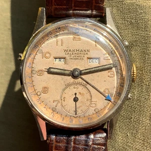 Vintage Wakmann Triple Calendar Stainless Steel Manual Wind Wristwatch - Picture 1 of 8